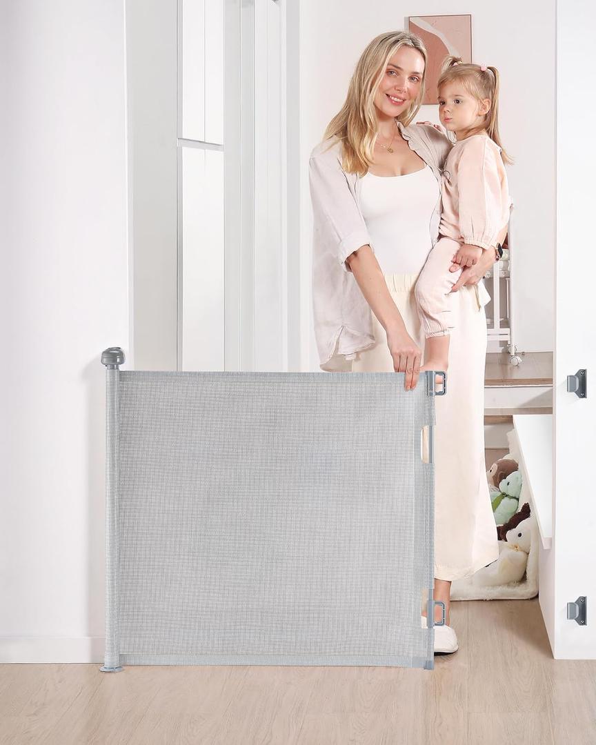 Likzest Retractable Baby Gate, Mesh and Pet Gate 33/'' Tall, Extends up to 55/'' Wide, Child Safety Gates for Stairs Doorways Hallways, Dog Cat Indoor Outdoor (Gray), 6*18, SH20.006DC (33" Tall x 55" Wide)