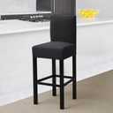 Gollense Bar Stool Covers Set of 4 Stretch Jacquard Barstool Slipcovers Washable Dining Chair Seat Covers with Back Removable Pub Counter Tall Chair Protectors for Kitchen Island Chairs (Black)