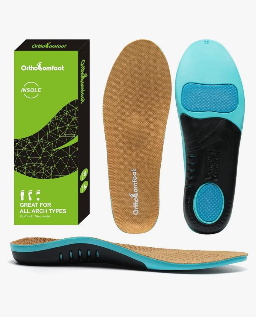 OrthoComfoot Plantar Fasciitis Orthotic Insoles - Comfortable High Arch Support Inserts for Women & Men, 220+lbs Heavy Duty Cushion Pain Relief Shoe Insole for Flat Feet - Arch Pain - Heel Pain -Work