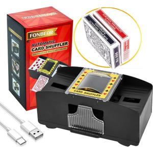 FONBEAR Automatic Card Shufflers 2/6 Deck (Playing Cards Included) - Battery-Operated Electric Shuffler Heavy Duty - Great for Casino, Home & Tournament Use for UNO, Blackjack, Texas Hold'em, Phase 10