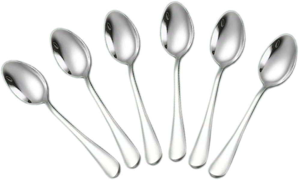 Wesdxc56 Demitasse Espresso Spoons, Mini Coffee Spoon, 4 Inches Stainless Steel Small Spoons for Dessert, Set of 6Silver)