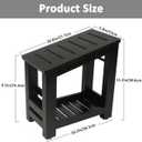 Bamboo Shower Foot Rest Stool for Shaving Legs & Pedicure, Non-Slip Bathroom Foot Step with Storage Pocket, Solid & Water-Resistant,Natural (Black)