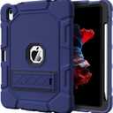 Azzsy Case for iPad (A16) 11th Generation 11 Inch 2025 / iPad 10th Generation 10.9 Inch 2022, [Built-in Pencil Holder] Heavy Duty Shockproof Rugged Protective Case, Navy Blue2