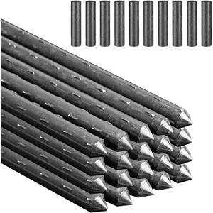 Garden Stakes 42cm Plant Stake Metal Pack of 20 Garden Plants Sticks Tomato Stakes Plants Growing Stick with 10 Pcs Connector for Orchid Pea Vegetables Support