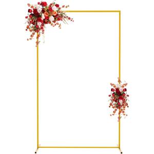 Asee'm 6.6FTx4FT Gold Wedding Arch Backdrop Stand Square Metal Rectangular Arch Frame for Ceremony Party Birthday Bridal Baby Shower Anniversary Arbor Balloon Decoration