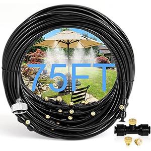 for Outside Patio - 75FT Misting Cooling System with 28 Brass Nozzles and 3/4" Adapter, 23M DIY Outdoor Misters Kit for Garden, Greenhouse, and Patio Cooling