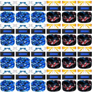 Sosation 24 Sets Gun Party Supplies for Boys Girls 72 Pcs Gun Party Favors Two Team War Birthday Pack Safety Glasses Face Mask Wrist Belt Band Accessories Children Kids Toy Bulk(Blue and Orange)