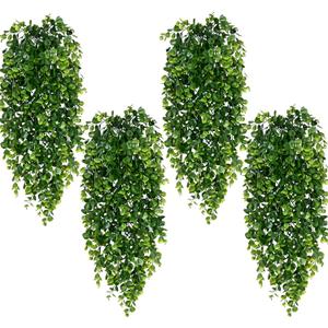 Waipfaru 4Pcs Fake Hanging Plants 2.7ft Fake Plants Eucalyptus Leaves UV Resistant Fake Vines Ivy Artificial Plants Outdoor Faux Plants Indoor Bedroom Living Room Boho Wall Porch Shelf Decor