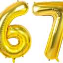 Joycard 40 Inch Gold Foil Helium Number 67 Balloons for 67th Birthday Party Decorations