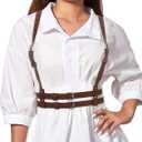 BODIY Women Harness Belt Punk Black Leather Body Harness Fashion Harness Waist Chain Belts (Brown)
