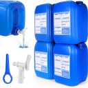 4 Tanks 5 Gallon Water Storage Containers,Total 20 Gallons Stackable Emergency Water Storage Long Term,Portable HDPE Water Jug with Great Sealing Performance for Emergency Management Outdoor Camping