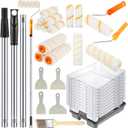 Qilery 31 Pcs Paint Roller Kit with Extension Pole Roller Include Paint Rollers and Brush Holder Tray with Disposable Liners Angled Brush Cleaning Knives for Home Improvement Supplies (4 Inch,9 Inch)