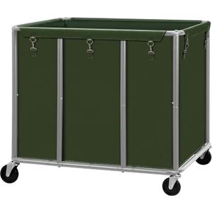 STO STO Commercial Laundry Cart with Lockable Wheels, Extra Large 420L Industrial Rolling Laundry Hamper with Metal Frame, Laundry Basket Trolley with Removable Waterproof Bag, 400 lbs Load, Green
