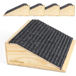 Dog Ramp for Stairs, Non-Slip Dog Stairs, Sturdy Wooden Pet Steps for Small Dogs and Cats Fits Staircase Indoor, Assist for Injured and Older Pets(4 Pack/S, Light Wood)