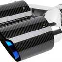 Bielpord Dual Carbon Fiber Exhaust Tips 2.75 inlet to 3.5" Outlet Tailpipe Fit for 70 mm Exhaust Pipe Blue