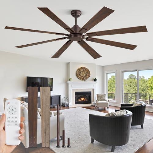 ZMISHIBO 72 Inch Ceiling Fan No Light with Remote Control, 8 Blades Quiet DC Reversible Motor, 6-Speed, Timer, Oil Rubbed Bronze Finish, Indoor Outdoor Ceiling Fans for Patios, Living Room