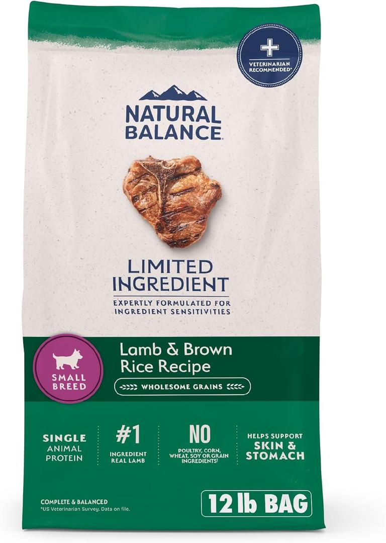 Natural Balance Limited Ingredient Small-Breed Adult Dry Dog Food with Healthy Grains, Lamb & Brown Rice Recipe, 12 Pound (Pack of 1)