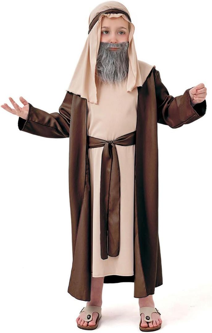 Biblical Costumes for Kids Outfit Bible Jesus Halloween Costume for boys (X-Small, Brown)