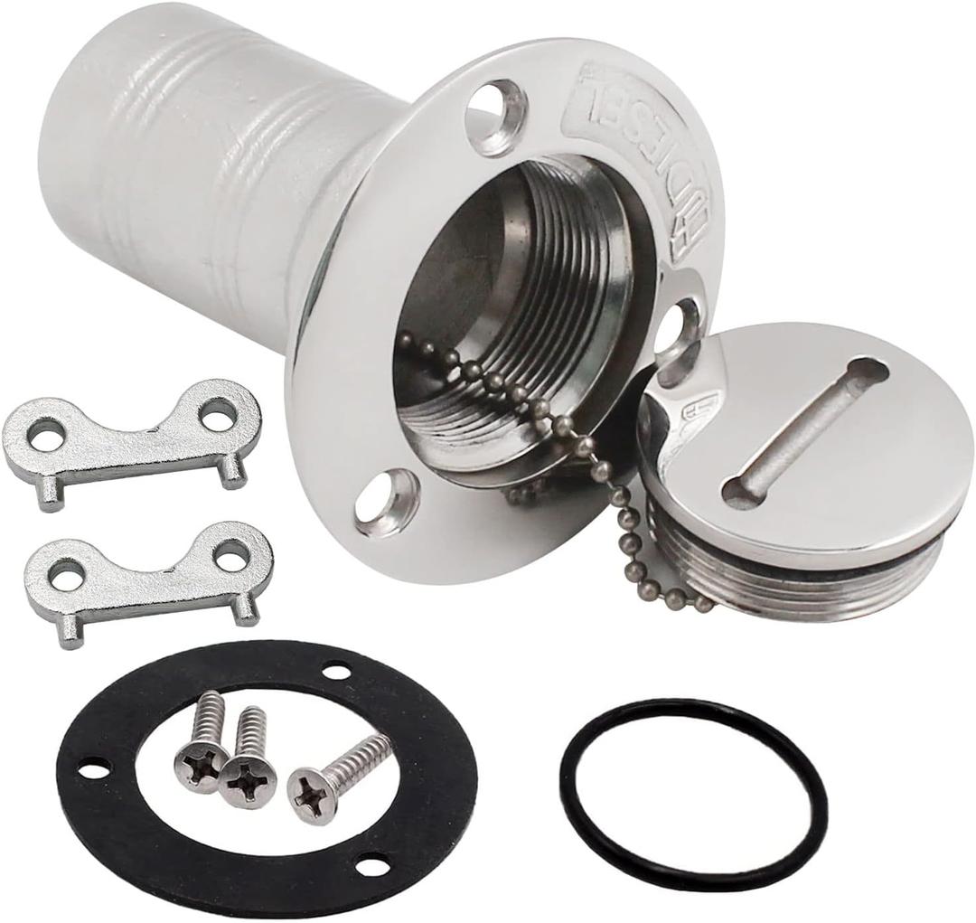 SHENGHUISS Boat Water/Diesel/Gas/Fuel Deck Fill/Filler 1-1/2 Inch(38mm) with Keyless Cap 316 Stainless Steel Boat Deck Hardware for Boat, Yacht, Caravan