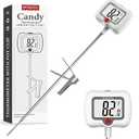 BOMATA Digital Candy Thermometer with Pot Clip, 8" Long Probe, Rotating Display, High Accuracy Instant Read Thermometer for Candy Making, Food, Candle making, Liquids, Cooking, Baking, Grilling. White