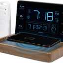 AcuRite Weather Valet with Qi-Certified Wireless Charging Pad, Auto-Dimming LCD Screen, Alarm Clock, Hyperlocal Forecast, Outdoor Temperature and Humidity Measurements, Indoor Temperature Reading (Faux Walnut Finish)