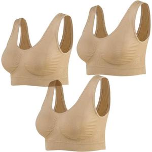 Lemef Seamless Sports Bra Wirefree Yoga Bra with Removable Pads for Women (3nude, 4X-Large)