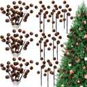 6 Pcs 14 Inch Christmas Tree Picks Velvet Christmas Ornaments Spheres Ball Pick Velvet Xmas Tree Branches Hanging Decoration Wreath Home Office Party Ornament (Taupe)