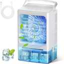 Portable Air Conditioner,3-IN-1 Evaporative Air Cooler,3 Speeds 2 Spray Outlets,900 Visiable Tank,7 Colors Light,2 Timers,Personal Mini Desktop Cooling Fan,Small AC Unit for Room Kitchen Office RV Car