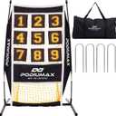 PodiuMax Baseball & Softball Pitching Net, 9 Hole Target Net with Strike Zone, Large Ball Collection System, Solo Practice for Backyard Park Field, Portable Baseball Throwing Trainer with Carry Bag
