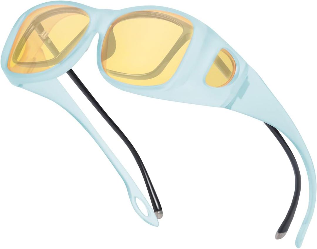 IGnaef Fit over Night Vision Driving Glasses for Women Anti Glare Polarized Yellow Nighttime Glasses Wrap Around IF8143
