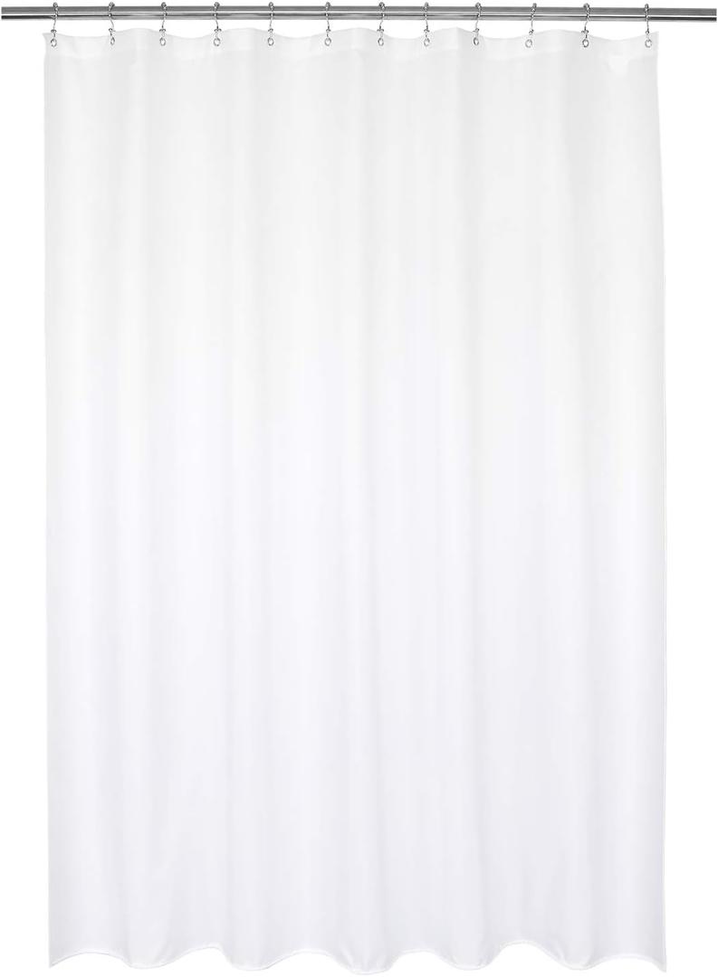 Barossa Design Waterproof Fabric Shower Curtain Liner Microfiber 70" W x 72" H - Hotel Quality, Machine Washable, White Shower Liner for Bath Tub, 70x72 Inches