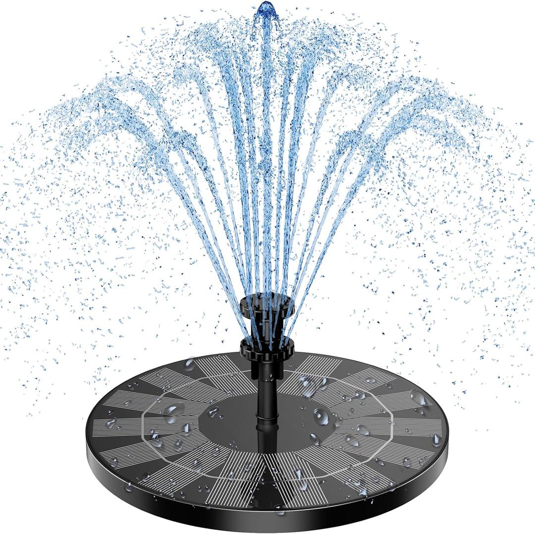 AISITIN 3.5W Solar Bird Bath Fountain Pump, Solar Fountain Pump for Bird Bath with 6 Nozzles, Solar Powered Water Fountain Pump for Garden, Ponds, Pool, Fish Tank, Aquarium and Outdoor, Black