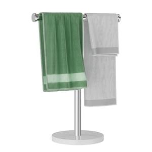 Blemoacha Hand Towel Holder, T-Shape Freestanding Towel Stand with Heavy Marble Base, Stainless Steel Hand Towel Rack for Bathroom Vanity, Kitchen Countertop, Brushed Nickel