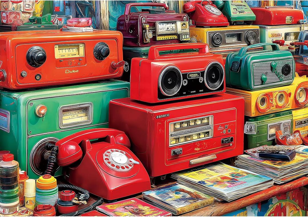 2000 Piece Puzzle for Adults, Puzzles for Adults 2000 Pieces, Vintage Radios Telephones Jigsaw Puzzles, Family Fun Puzzle Perfect for Game Nights, 39" X 28"