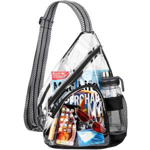HULISEN Clear Sling Bag, Clear Bag Stadium Approved, Transparent Shoulder Crossbody Backpack Chest Casual Daypack