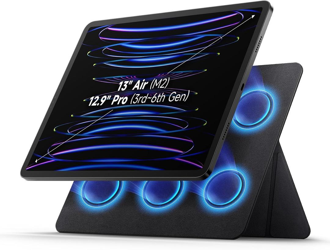 SURITCH Magnetic Stand Compatible with 13" iPad Air M2(2024) & 12.9" iPad Pro 6th/5th/4th/3rd Gen(2022/2021/2020/2018), Lightweight Portable Holder, Slim Magnetic Tablet Stand, PU Leather, Size: iPad Pro 12.9" / Air M2 13"