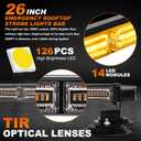ASPL 26inch 126 LED Rooftop Emergency Strobe Lights Bar Double Side Flashing Safety Warning Traffic Advisor Light Bar Hazard Snow Plow Light for Work Trucks Vehicles Construction Tow Pickup(Amber)