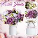 3 Sets Artificial Peonies Flower Peony Bouquet with Galvanized Metal Pot Silk Fake Peonies Faux Flower Arrangements for Wedding Table Centerpiece Party Home Room (Purple)