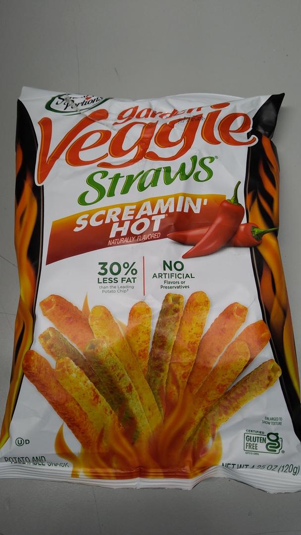 Sensible Portions Garden Veggie Straws, Screamin' Hot, Gluten Free & Non-GMO, 4.25 Ounce (Pack of 12), BB 30 Mar 2026