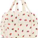 Corduroy Lunch Box Lunch Bag for Women Men, Cute Strawberry Small Insulated Reusable Work Leakproof Simple Lunch Boxes Tote Bag Adults Cooler Bag