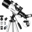 Telescope for Kids & Adults - 70mm Aperture 500mm AZ Mount Fully Multi-Coated Optics Astronomical refracting Portable Telescopes, with Tripod Phone Adapter, Carrying Bag, Remote Control White