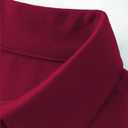 Women's V-Neck Ruffle Design Polo Shirts Short Sleeve Collared Loose Casual Tunic Blouses with Pocket (Red, M)