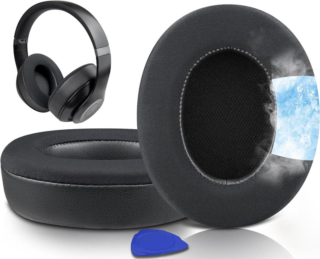 SOULWIT Cooling Gel Replacement Earpads for Beats Studio Pro Wireless Noise Cancelling Headphones, Ear Pads Cushions with Ice Silk Fabric, High-Density Foam - Black