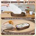 5 Pack Wooden Dough Bowls, Dough Bowls for Candle with Fire-resistant Coating, Rustic Paulownia Wood Bowl, Kitchen Table Home Bathrooms Farmhouse Decoration (9.5 x 5.5 x 1.6 Inch, Brown) (5)