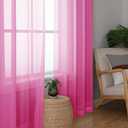 Lecloud Hot Pink Sheer Curtains for Bedroom 84 Inches Long 2 Panels, Light Filtering Voile Rod Pockets Window Curtains for Living Room, Rustic Farmhouse Decor Drapes, Each Panel 42" W x 84" L
