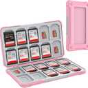 HEIYING Memory Card Case for SD/TF Cards,Portable SD Card Holder Storage Case Compatible with 20 SDXC SDHC and 20 TF Cards Slots (Upgrade Carbon Fiber Pink)