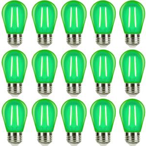 Green S14 LED Bulbs 2 Watt Replacement Bulbs for Outdoor String Lights, Shatterproof Waterproof E26 Base Vintage LED Filament Green Light Bulbs for Christmas Halloween Decoration, 15 Pack Green S14 LED Bulbs 2 Watt Replacement Bulbs for Outdoor String Lights, Shatterproof Waterproof E26 Base Vintage LED Filament Green Light Bulbs for Christmas Halloween Decoration, 15 Pack