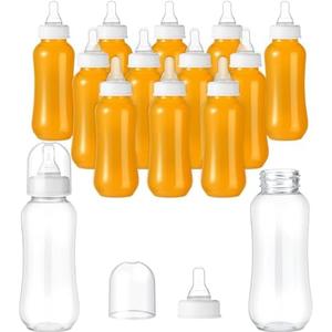 Norme Baby Shower Bottles 9.5 oz Plastic Baby Bottles Chug Sign Shower Game Party Favors Baby Bottles Bulk for Baby Shower Decorations Gender Reveal Gifts(White, 12 Pcs)