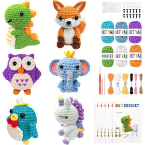 Mobelixy 6PCS Crochet Kit for Beginners, 2026 Christmas Knitting Kit with Step-by-Step Video Tutorials, Beginner Crochet Kit for Adults (Blue)