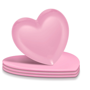 FillTouch 4 Pcs 9.5 Inch Heart Shaped Melamine Plates Dinner Plates Heart Dinnerware Dishes for Valentines, Birthdays, Bridal Showers, Baby Showers (Pink)